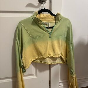 Green and Yellow Women's Cropped Sweater